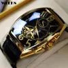 Montres-bracelets de luxe automatique montre mécanique pour hommes squelette horloge Tonneau boîtier mâle lumineux montre supérieure 221122210o