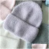 Beanie/Skull Caps Berretti Beanie/Skl 2023 High-End Autunno E Inverno Cappello Femminile Pelliccia D'angora Lavorata A Maglia Calda Lana Versione Coreana Selvaggio Pur Dh5Vw