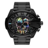 Volledig zwart horloge Steampunk Schedel Rvs Skeleton Heren Quartz Horloges Topmerk DZ horloge DZ4582 DZ4576242t