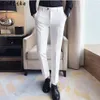 2017 herbst Business Herren Formale Weißen Anzug Hosen Baumwolle Anti WrinklePocket Hochzeit Braut bräutigam männlichen Business Casual Hosen290O