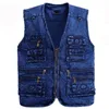 Gilet da uomo 2023 Gilet Capispalla Gilet di jeans Colore blu profondo Taglie forti Giacca senza maniche Multitasche da XL a 5XL Uomo