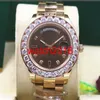 Luxury Watch Day&Date 118205 Mens Everose Gold Chocolate Diamond & Ruby 41MM Bigger Diamonds Watchs Automatic Sapphire Luminous Me2190