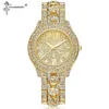 Horloges Hip Hop Goud Zilver Luxe Heren Ice Out Horloges Datum Quartz Met Micropave CZ Strass Sieraden Uniek Voor Unisex303T