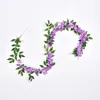 Decorative Flowers 1.8M Wisteria Flower String Tree Vine Strip Bean Fake Plant Leaf Wreath Romantic Wedding Home Decoration