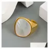 Band Rings Sier Ring For Women Trend Elegant Creative Vintage Geometric White Shell Party Jewelry Birthday Gifts Drop Delivery Dh0X8