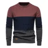 Damenpullover 2023 Neue Mode Patchwork Baumwollpullover Herren Oansatz Pullover Hohe Qualität Herbst Winter Strickwaren Herren WeihnachtspulloverL231004