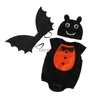 특별한 경우 Umorden Unisex Baby Infant Halloween Bat Costume Romper Bodysuit Wings 모자 3pcs 세트 양털 긴/짧은 슬리브 빨간색/오렌지 x1004