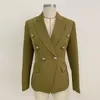 Abiti da donna di alta qualità Est Nice Designer Blazer Lion Bottoni Giacca doppiopetto Verde militare