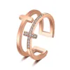 Pierścienie klastra JZ tfb rllen Wysoka jakość srebrnego srebrnego otwartego podwójnego tone cross kamień 925 z logo biżuterią dla kobiet 241S