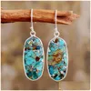 Dangle Lustre Moderne Pierre Naturelle Boucles D'oreilles Pour Femmes Mode Turquoises Boucle D'oreille Géométrique Élégant Ol Classique Bijoux Femme Drop D Dhcmh