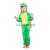 Speciella tillfällen barn barn djur dinosaurie drake kostym cosplay jumpsuit för pojkar flickor halloween fest mardi gras fancy klänning huvudbonad x1004