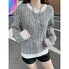 Women's Knits & Tees designer Quality and Temperament Celebrity Embroidery Color Matching Knitted Pullover Sweater Fashion E77U