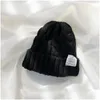 Bonnet / Skull Caps Bonnets Beanie / Skl Mode Tricoté Simple Automne Hiver Chapeaux Pour Femmes Couleur Unie Chapeau De Laine Curling Tissu Étiquette Th Dhsyt