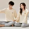 Men's Sleepwear Cartoon Cute Autumn Pajamas Set Long Sleeves Nightwear Women's Homewear Cotton Loungewear For Couples Lover Pjs Free Ship