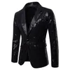 Costumes pour hommes Hommes Brillant Paillettes Costume Blazer Veste Fête Vacances Années Festival Tuxedo Sport Manteau Blazers Hommes Scène De Mariage Costume De Bal