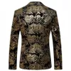 Black Gold Blazer Men Paisley Floral Pattern Wedding Suit Jacket Slim Fit Stylish Costumes Stage Wear For Mens Blazers Designs244d