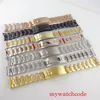 Bracelets de montre 20mm largeur 904L Oyster Bracelet en acier inoxydable noir PVD plaqué or boucle de déploiement montre-bracelet Parts257s