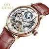 KINYUED Skeleton Uhren Mechanische Automatische Uhr Männer Sport Uhr Casual Business Mond Armbanduhr Uhren Hombre 220407286y