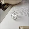 Cluster Rings S925 Sterling Sier Jewelry Geometric Ring Hexagonal öppnings justerbar droppleverans DHOVP