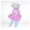 2024 Pink Dress White Rabbit Easter Mascot Costumes Cartoon Character Outfit Suit Carnival Adults Size Halloween Christmas Party Carnival Dress suits