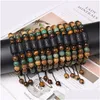 Beaded High Standard Adjustable 12 Zodiac Bracelet 8Mm Natural African Turquoise 7 Chakras Drop Delivery Jewelry Bracelets Dh1Sy