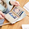 Korthållare kvinnors plånbok kort matt tryck retro fritid PU -student noll