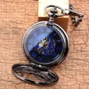 Pocket Watches Top Luxury Gear Gun Black Mechanical Watch Retro Flip Hollow Clock Timer Gifts to Lovers and Elders