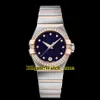 27mm Dream Blue Starry Sky Dial Swiss Quartz Womens Watch Diamond Bezel Two Tone Rose Gold Stainless Steel Band Fashion Lady Watch317W