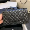 Borsa a doppia patta trapuntata classica di qualità specchio 10A Borsa a tracolla media in vera pelle di livello superiore da 25 cm Borsa in pelle di agnello caviale nera Borsa a tracolla Bn