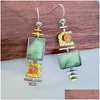 Dangle Chandelier Trendy Novelty Geometric Green Stone Earrings Funny Two Tone Musical Symbol Instrument Hanging For Womendangle Drop Dhuvk