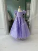 Aqua Green Girl Pageant Dress 2024 Puff Sleeves Lilac Sequin Lace Little Kid Birthday Holiday Formal Cocktail Party Gown Toddler Teens Preteen Tiny Young Junior Miss