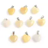Pendant Necklaces 26x16mm Natural Yellow Jade Heart Shape Stone Charms For Making DIY Jewelry Necklace Earrings Accessory