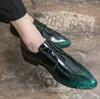 Kleid Schuhe Luxus Männer Spiegel Gesicht Formale Patent Leder Spitz Schnürung Business Für Party Grün