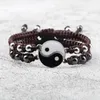 Strand 2 Pz Tai Chi Yin Yang Coppia Braccialetti Per Donna Uomo Regolabile Multicolor Corda Intrecciata Amici Braccialetti Gioielli con ciondoli Regali