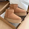 Womens Classic Dipper Snow Boots Australia Ultra Mini Boot Sheekpskin Leather Wool Platform أحذية Chestnut Black Winter Australian Booties