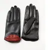 Сексуальные женские кожаные перчатки с красными губами, теплые женские перчатки из овчины, черный диск, зима279d