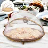 Dinnerware Sets Round Tray Mesh Cover Bamboo Storage Basket Outdoor Dustpan Household Fruit Holder