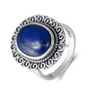 Küme halkaları oval mavi lapis 925 Sterling Sier Ring Kadınlar için antik mücevher nişan partisi yıldönümü hediye damla teslimat dhxkv