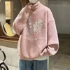 Herrenpullover M-5XL Plus Size Pullover Rollkragenpullover Langarm Bequeme Baumwollstrickwaren Buttrtfly Flower Gedruckt Männlich