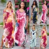 Moda Tie-dye Bohemian Abito da donna Manica corta Scollo a V Abito lungo estivo Plus Size Allentato Casual Maxi Abiti Party Robe Femme 2303s