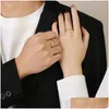 Pierścienie moda mała prosta cosed para pierścień kolorowy złota miłośnicy okrągłej stalowej biżuterii dla mężczyzn dla mężczyzn Kobiety Drop dostawa dhtad