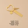 Keychains 10Pcs Stainless Steel Heart Wing Round Rectangular Key Rings Metal Tag Keyring Blank For Engrave DIY Logo School Bag Car