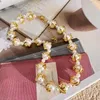 Catene Retro Conchiglia Conchiglia Stella Marina Collana di perle per catena di clavicole in metallo color oro da donna Jewerly