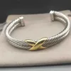 Bangle Twisted Gold Armband smycken Cross Men Double Dy Armband X Wire Armband Women Slick Fashion Trend Platinum Plated Color Hemp Ring Opening SMEEDDRY 7 10mm