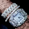 Glacé femmes montres Bracelet or dames poignet de luxe Aaa strass cubain lien chaîne montre Bling bijoux 220822230t