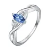 Cluster Ringe Zubehör für Frauen Schmuck Trendy Meer Blau Pferd Auge Zirkon Engagement Sier Ring Anillos Mujer Drop Lieferung Dhel1