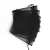 100 PCS / lot Sacs de faveur en organza noir Pochettes d'emballage de bijoux de mariage Jolis sacs-cadeaux FACTORY231x