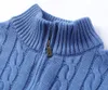 Strickwaren Herren-Designer-Polopullover aus Wolle, S-Shirt, dicker Rollkragenpullover mit halbem Reißverschluss, warmer Pullover, schmaler Strickpullover, Marken-Sweatshirt aus Baumwolle, S-2XL