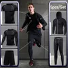 Męskie dresy męskie kompresyjne stroje sportowe gimnastyczne ubrania sportowe jogging rajstopy T-shirt fitness