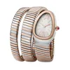 2021 novo relógio feminino cobra pulseira prata rosa ouro longo pulseira branco roma japonês quartzo aço inoxidável safira relógio de pulso232a